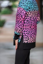 Jess Lea Purple Blue Leopard Long Sleeve Tunic