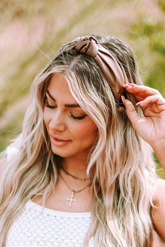 Knotted Brown Faux Leather Headband