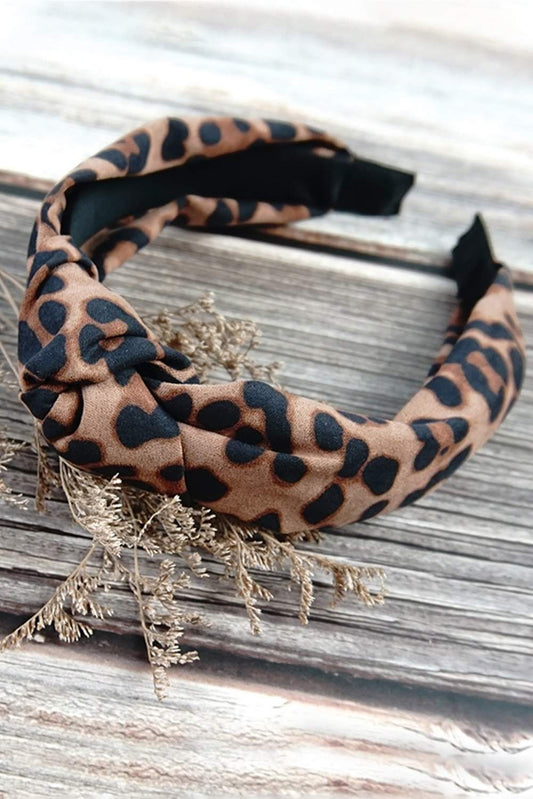 Knotted Brown Leopard Print Headband