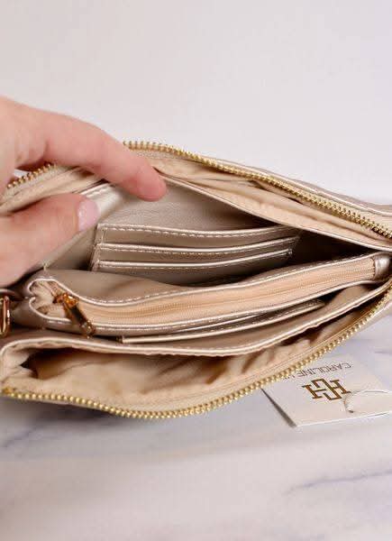 Caroline Hill Liz Metallic Blue Crossbody Wristlet