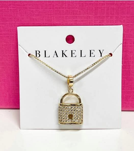 Blakeley Soho Gold CZ Diamond Padlock Chain Necklace