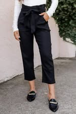 Black High Waisted Belted Capris