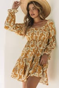 Mustard Yellow Boho Paisley Print Dress