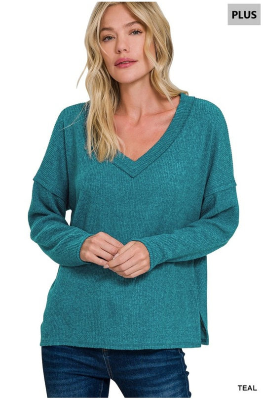 Teal Ribbed Long Sleeve