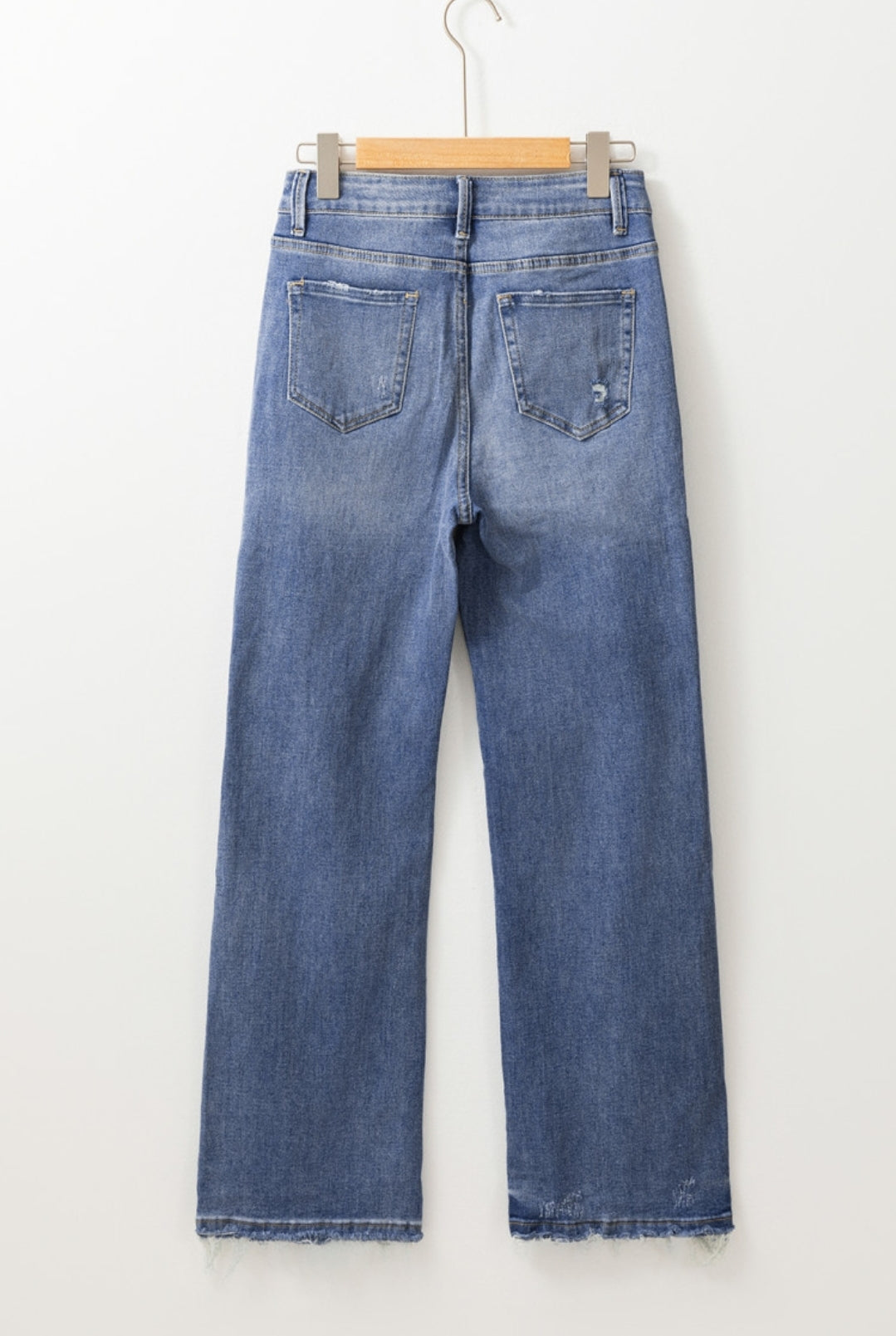 Light Wash Distressed Straight Leg Jeans