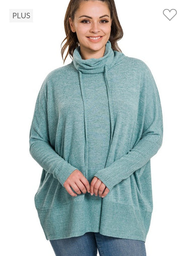Plus Zenana Brushed Cowl Long Sleeve