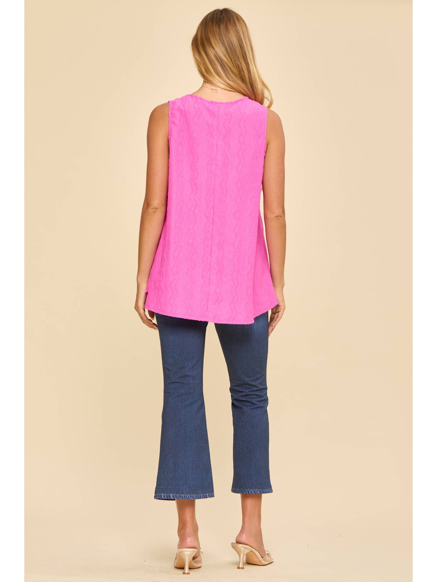 Andree by Unit Hot Magenta Textured Sleeveless Blouse