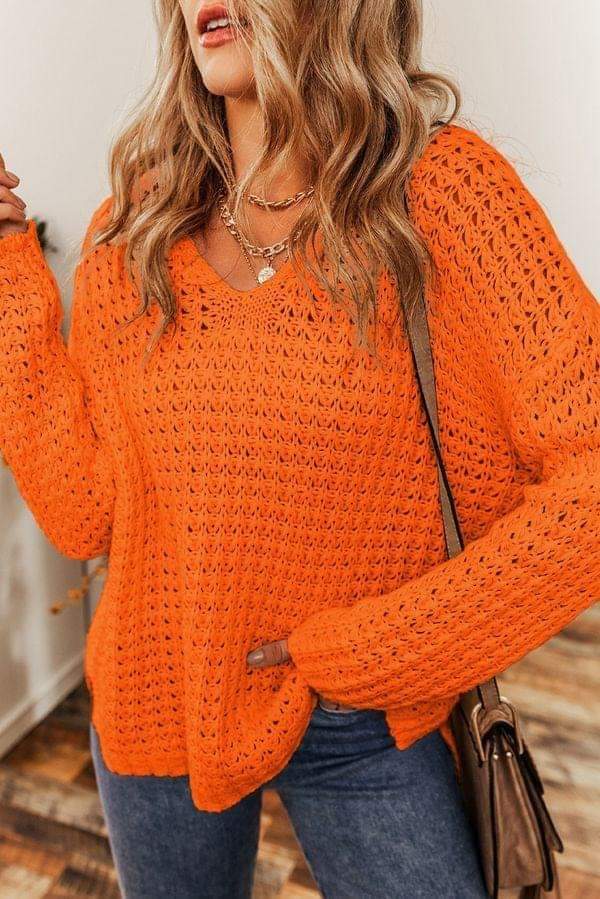 Orange V-neck Sweater