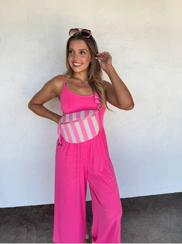 Blakeley Spaghetti Strap Wide Leg Romper Jumpsuit