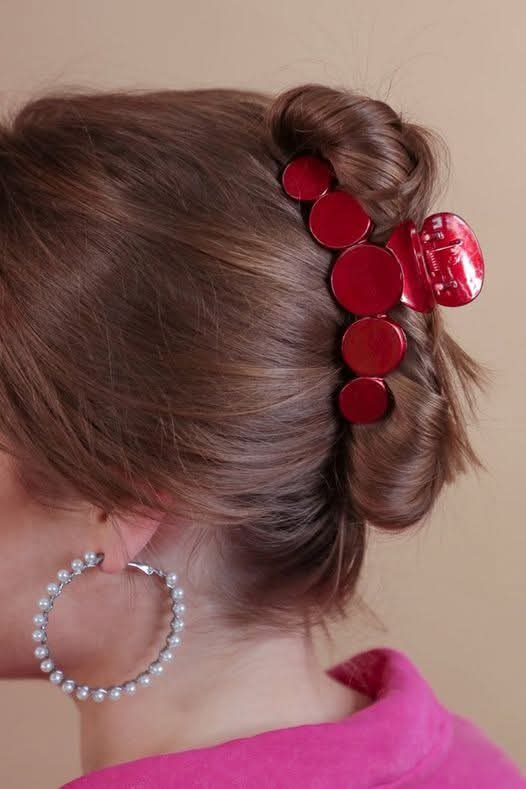 Jess Lea Red Dotted Circles Hair Clip