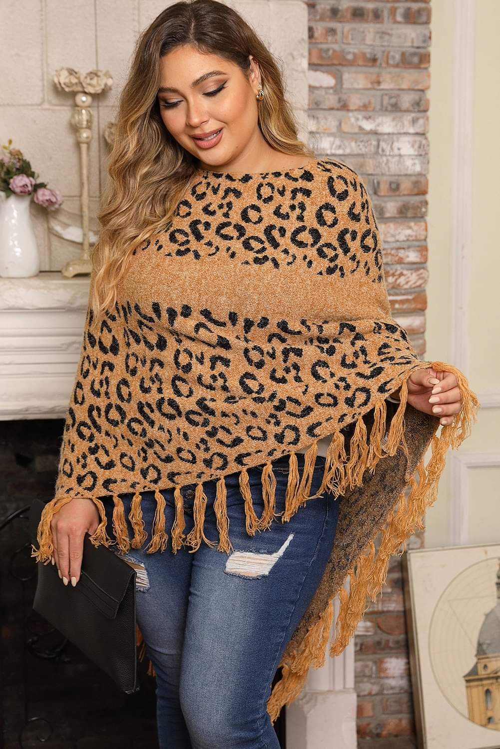 Leopard Sweater Poncho