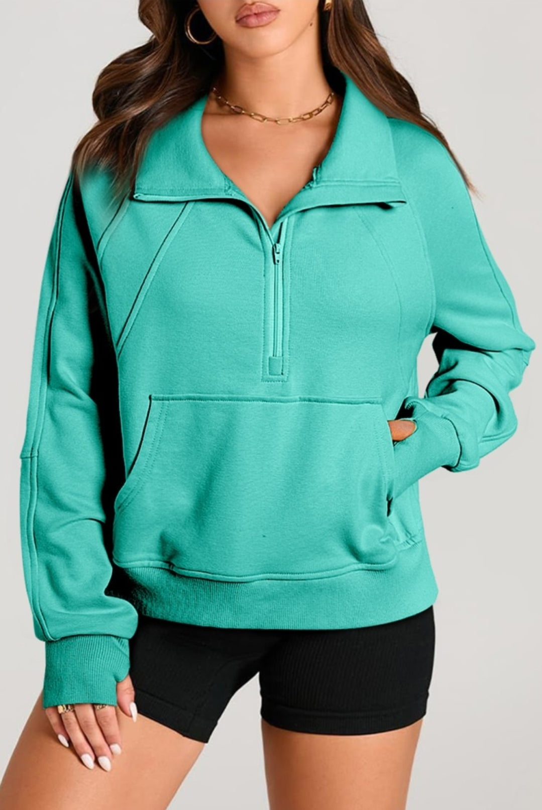Green Quarter Zip Pullover