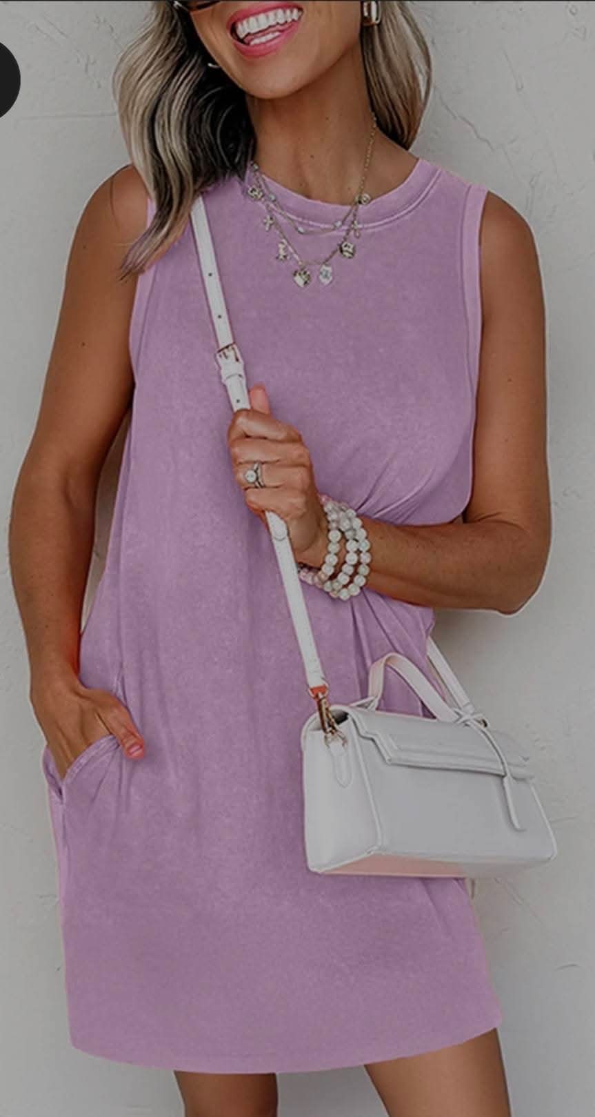 Purple Mineral Wash Tank Dress