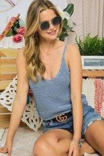 Jr Blue Crocheted Tank