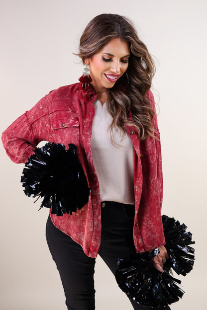 Jess Lea Acid Wash Button Down Shirt