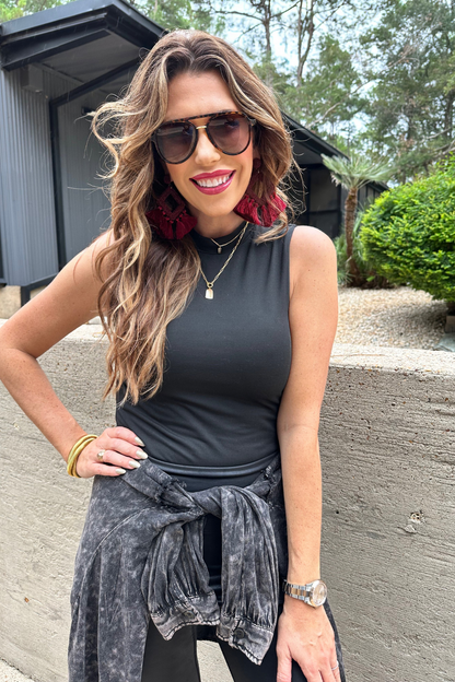 Jess Lea Acid Wash Button Down Shirt
