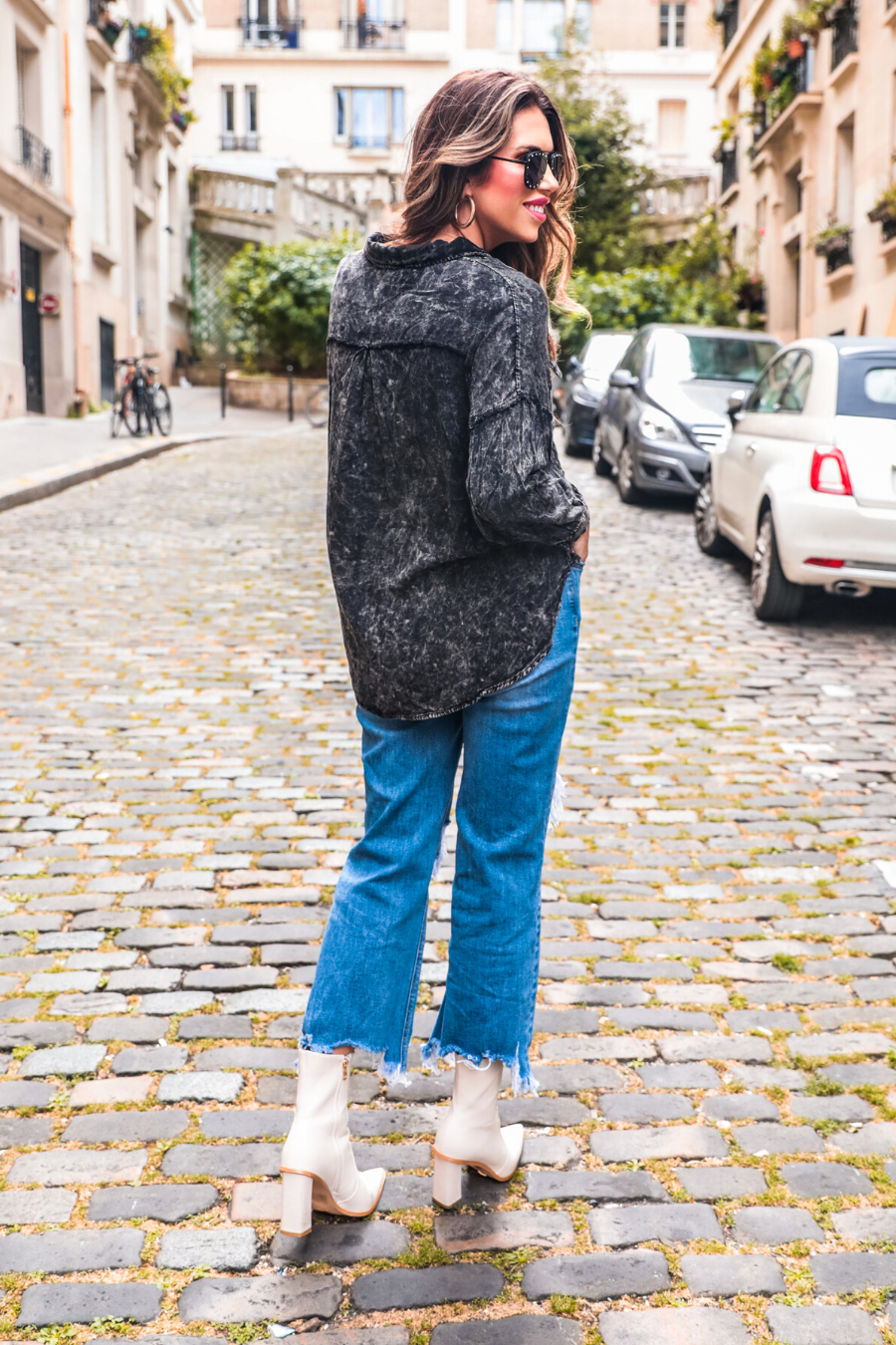 Jess Lea Acid Wash Button Down Shirt