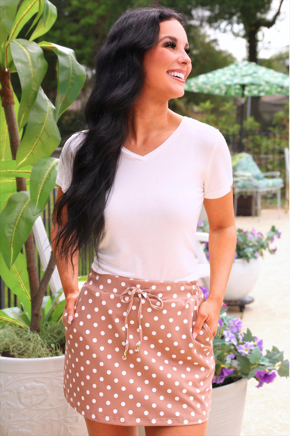 Jess Lea Mocha Mousse Polka Dot Skort