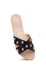 Rollasole Black & Gold Studded Sandal