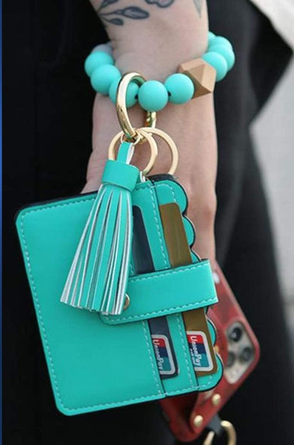 Aqua Green Wristlet Card Holder