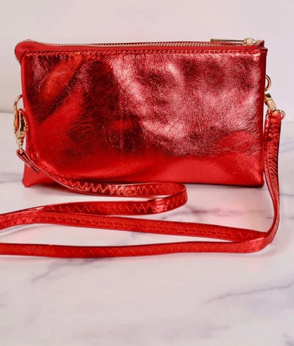 Caroline Hill Liz Metallic Red Wristlet Crossbody