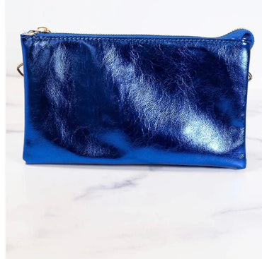 Caroline Hill Liz Metallic Blue Crossbody Wristlet
