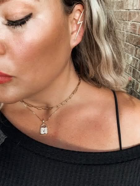 Blakeley Soho Gold CZ Diamond Padlock Chain Necklace