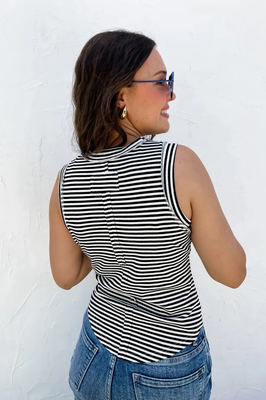 Plus Black & White High Neck Tank