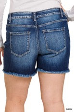Zenana Raw Hem Denim Shorts