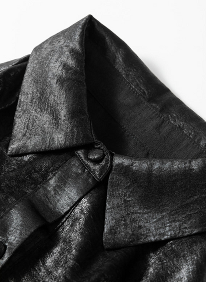 Black Metallic Button Down Dress