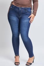 Jr. Curvy "WannaBettaButt" High Rise Skinny Jeans in Dark Indigo
