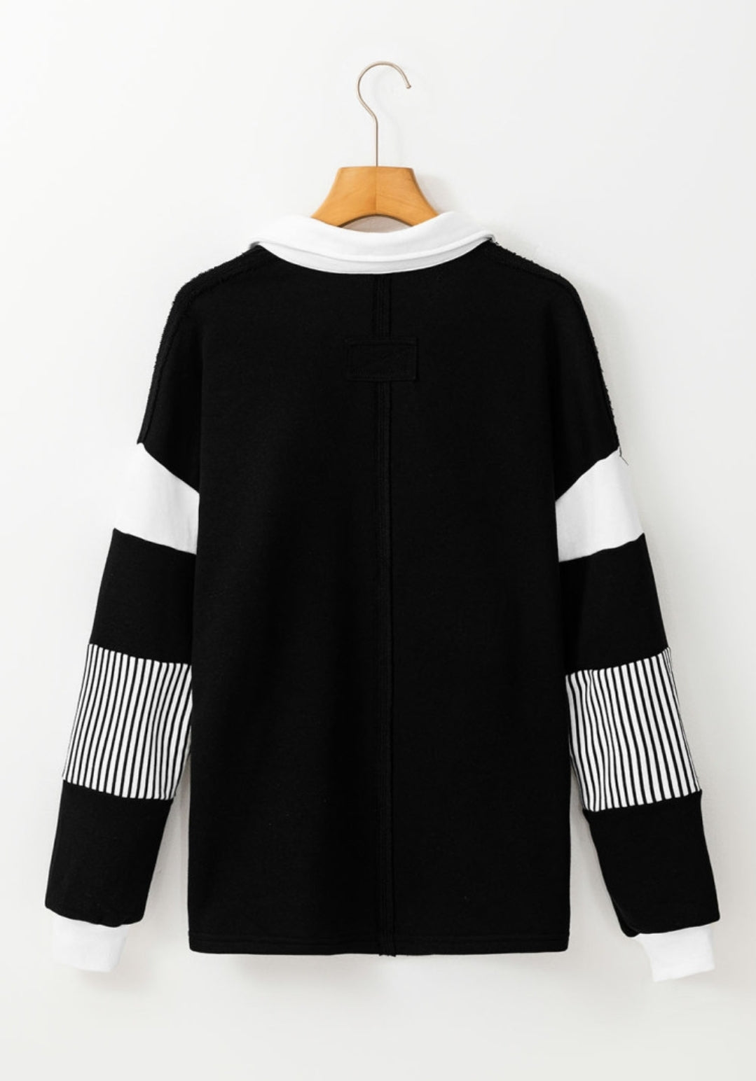 Black & White Pullover Long Sleeve Striped Accents