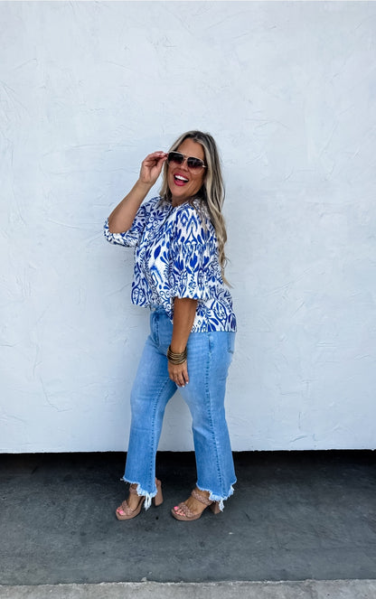 Blakeley Light Wash Denim Non-distressed Cropped Raw Hem Jeans