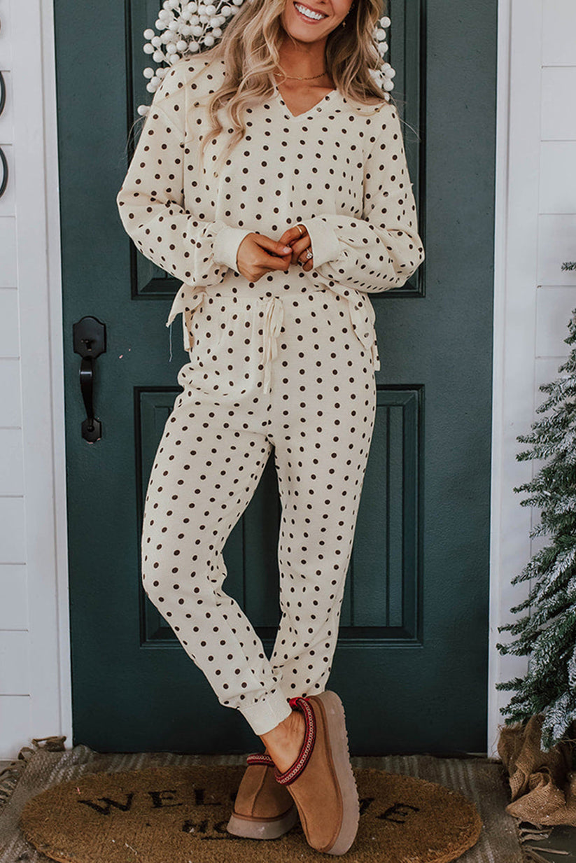 2 Piece Polka Dot Jogger PJ Lounge Set