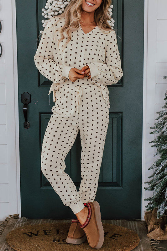 2 Piece Polka Dot Jogger PJ Lounge Set