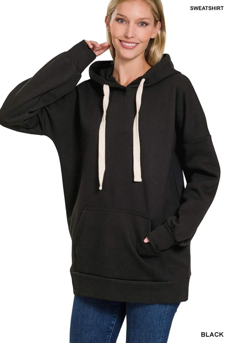 Zenana Solid Hooded Sweatshirt