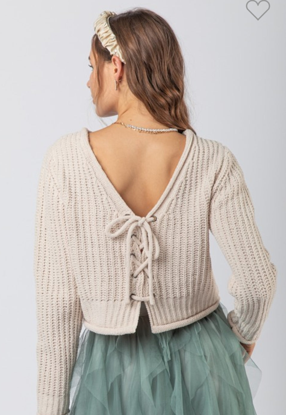 Very J Sweater with Lace Up Back