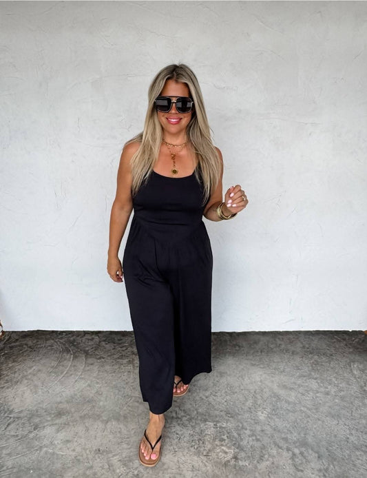 Blakeley Spaghetti Strap Wide Leg Romper Jumpsuit