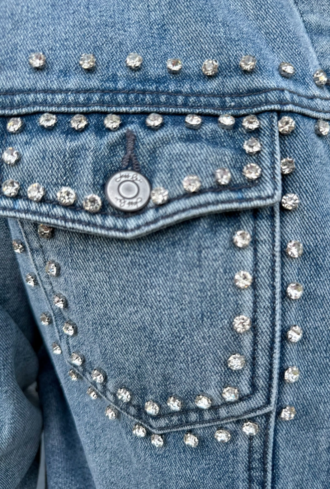 Jess Lea Light Wash Blue  Denim Jacket Rhinestone Embellishments