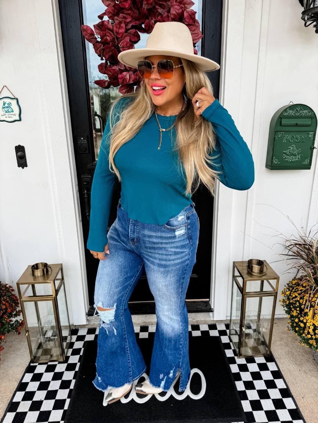 Blakeley Teal Long Sleeve Top