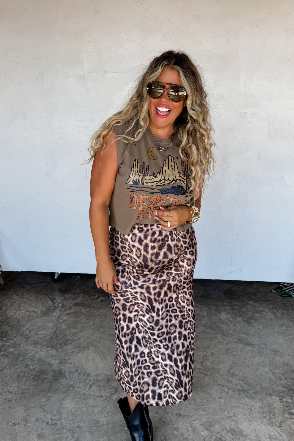 Blakeley Cheetah Animal Print Flowy Midi Skirt