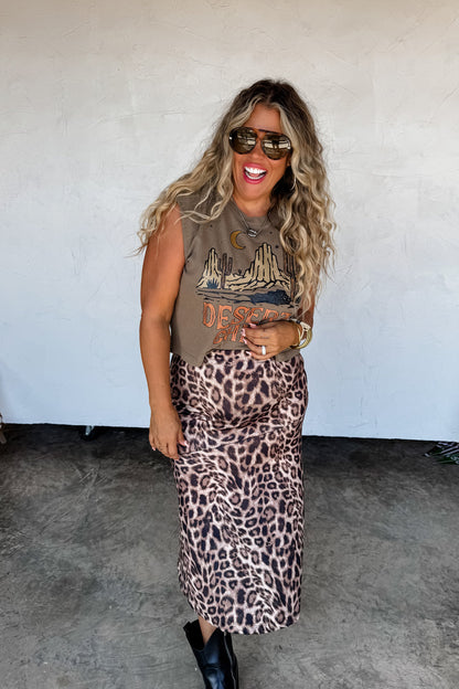 Blakeley Cheetah Animal Print Flowy Midi Skirt
