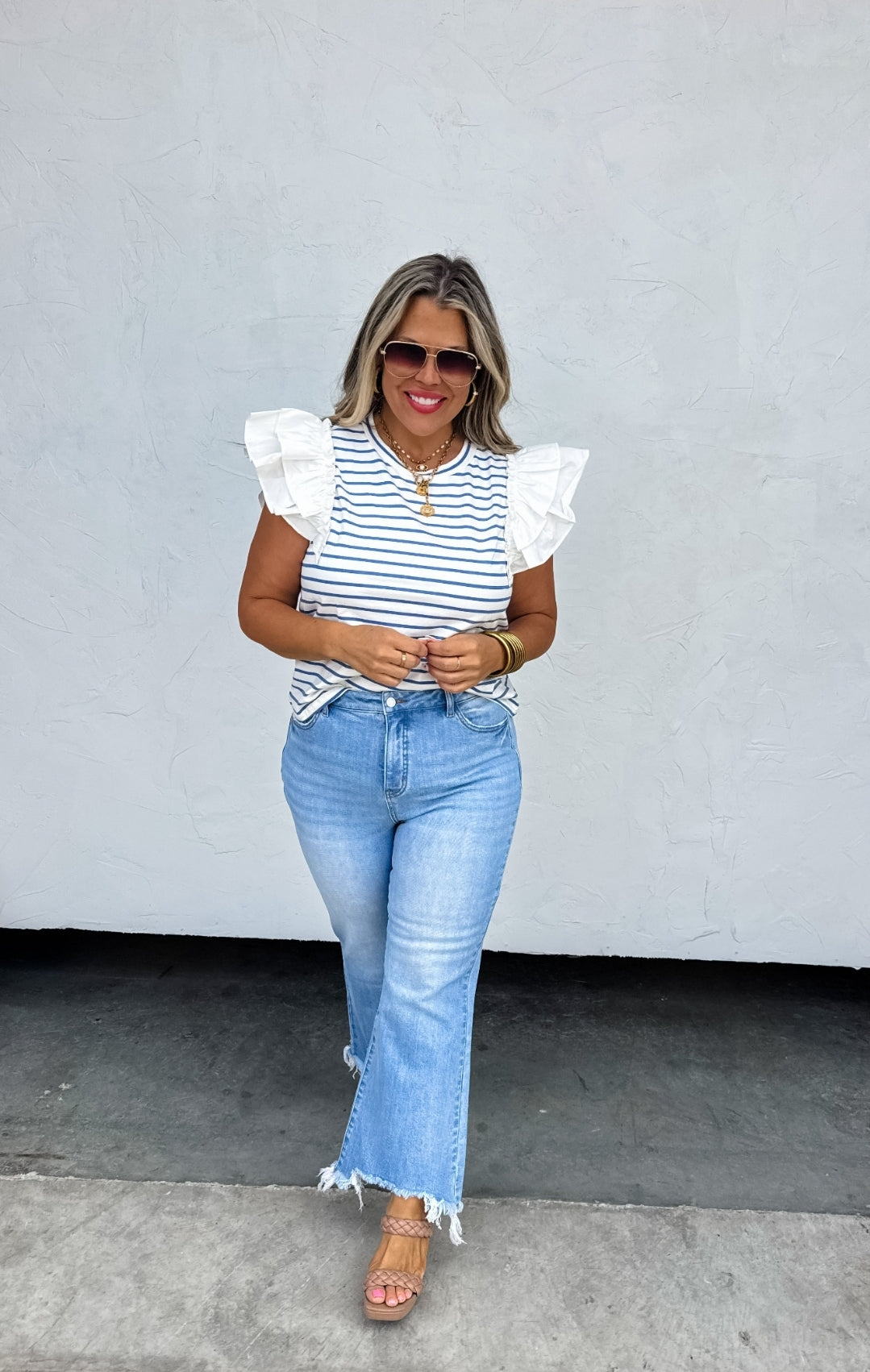 Blakeley Light Wash Denim Non-distressed Cropped Raw Hem Jeans