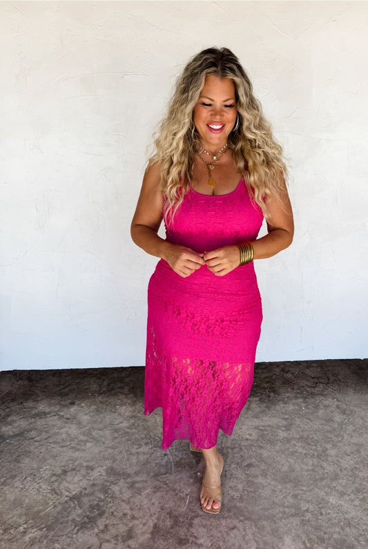 Blakeley Pink Lace Sleeveless Dress