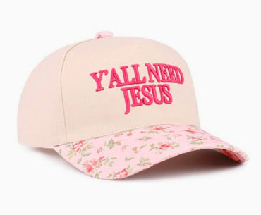 Y'ALL NEED JESUS TWO-TONE CANVAS COTTON Cap Hat