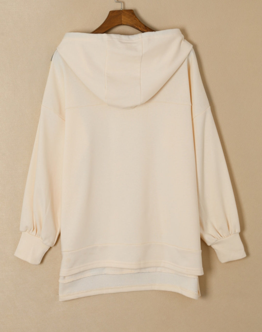 Cream Brown Yellow Plaid Hooded Sweatshirt