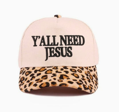Y'ALL NEED JESUS TWO-TONE CANVAS COTTON Cap Hat