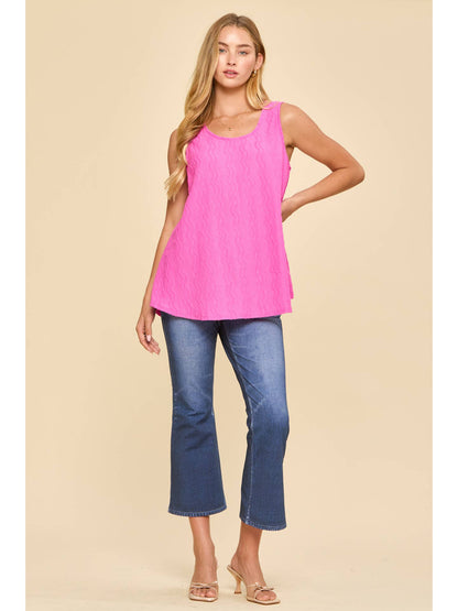 Andree by Unit Hot Magenta Textured Sleeveless Blouse