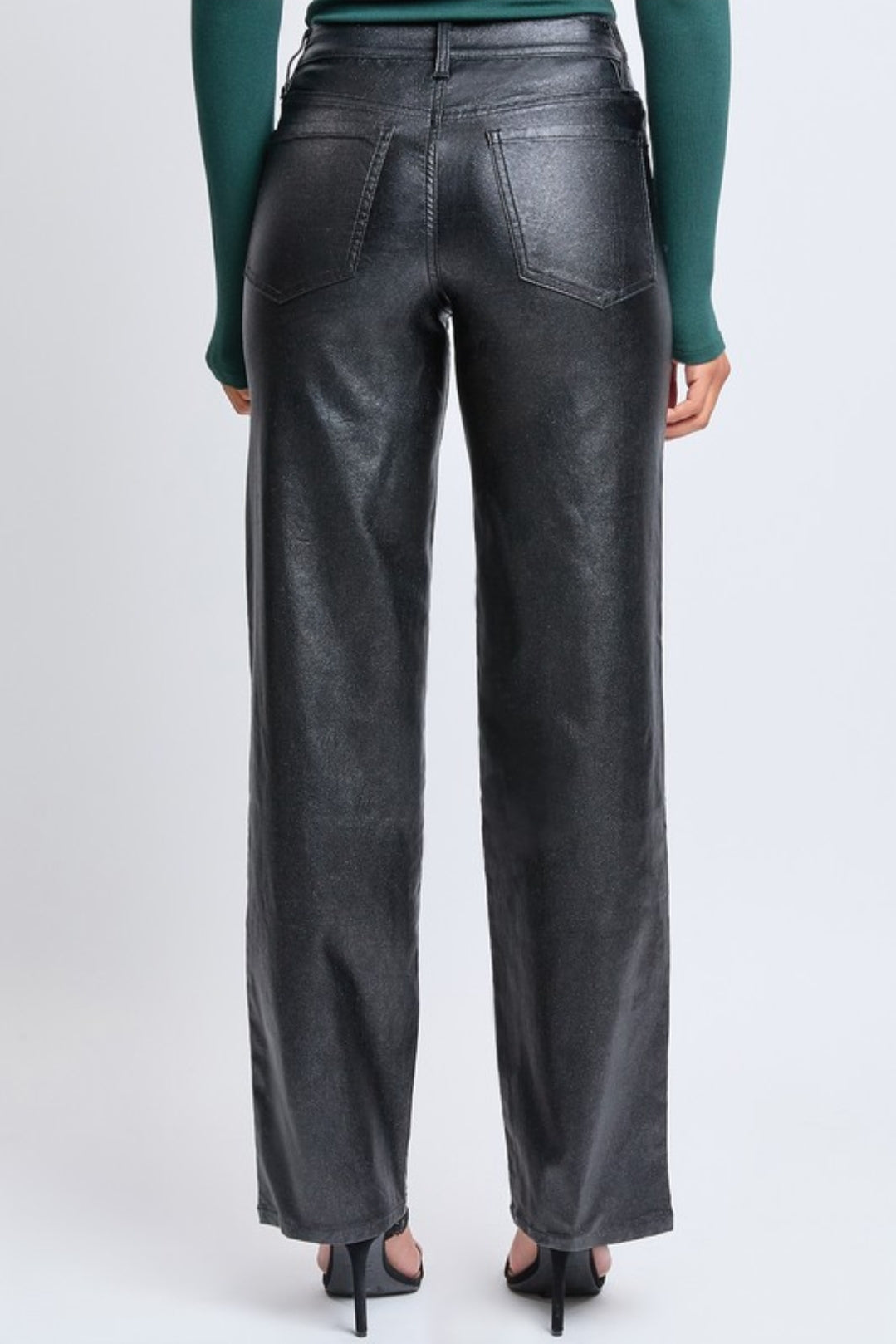 YMI Jr & Jr Plus Metallic Faux Leather Straight Leg Jeans