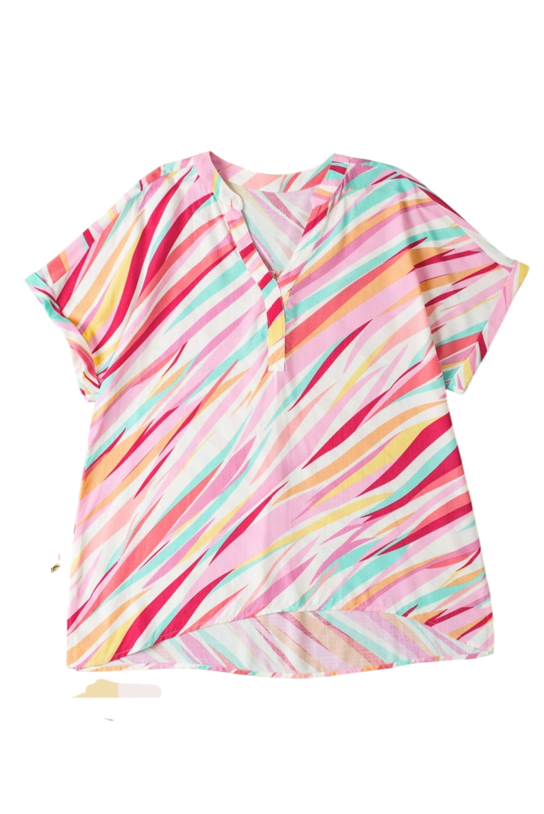 Colorful Abstract Hi-Low Hem Short Sleeve